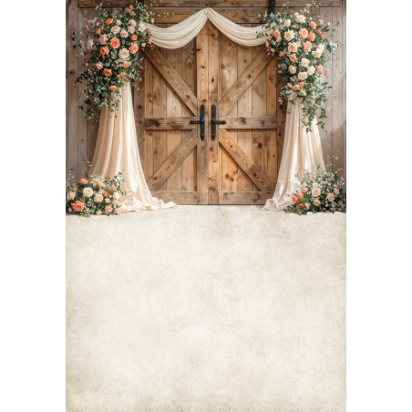 Backdrop flowers backcloth rustic door  Fotofactory24.pl