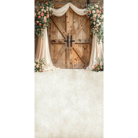 Backdrop flowers backcloth rustic door  Fotofactory24.pl