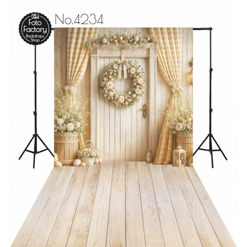 Backdrop spring theme flowers rustic door 4234