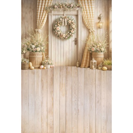 Backdrop spring theme flowers rustic door - Fotofactory24.pl