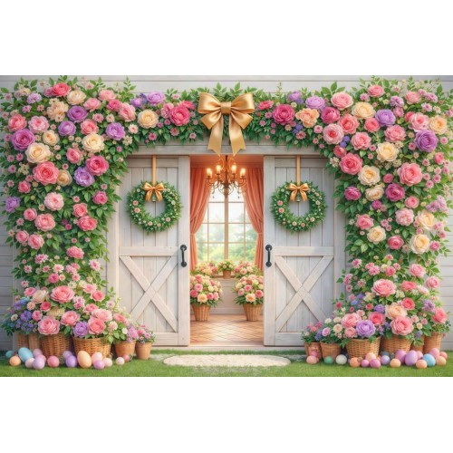 Hintergründe frühlingshaft Frühling Blumen rustikale Tür 4237