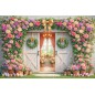 Backdrop spring theme flowers rustic door 4237