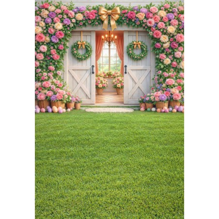 Hintergründe frühlingshaft Frühling Blumen rustikale Tür - Fotofactory24.pl