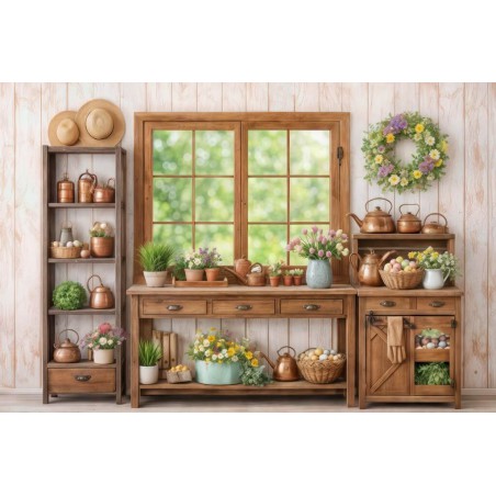 Backdrop spring theme flowers window 4246