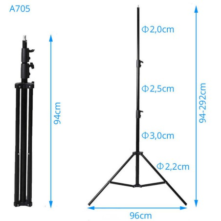 Heavy-duty photography background support system – stands up to 292 cm with crossbar up to 304 cm