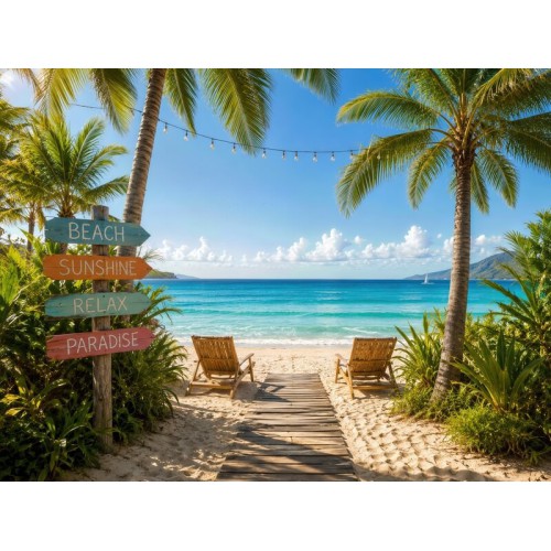 Backdrop summer beach palms 4253