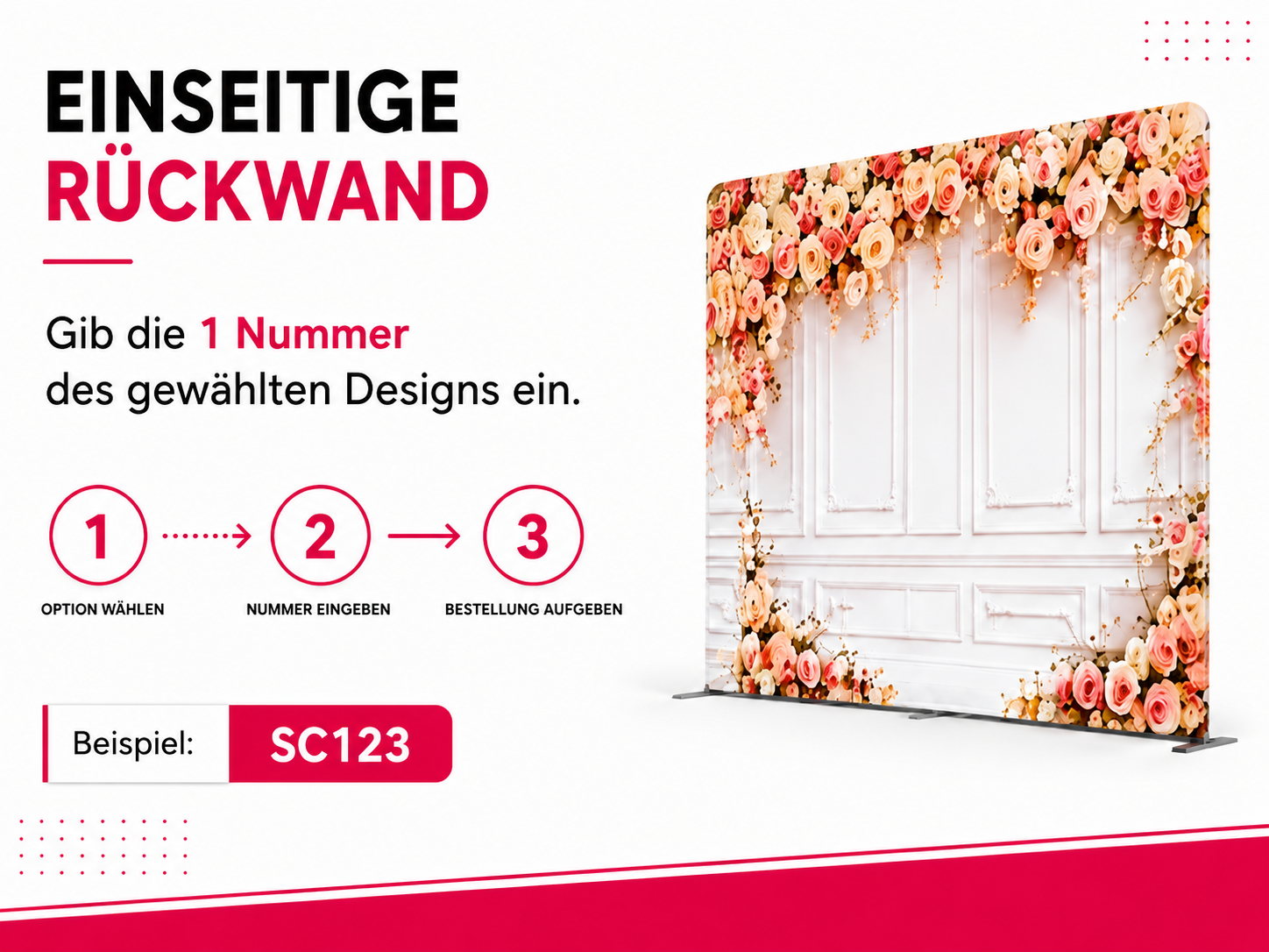 Einseitige Fotowand